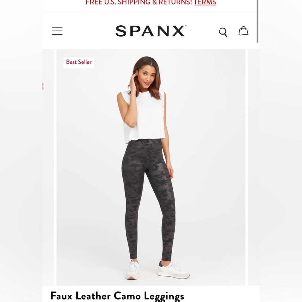 SPANX faux leather camo leggings- Matte Black